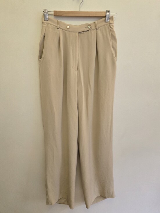 Vintage Pants - 3/$30 Vintage High-Waist Silk Beige Trousers Size S/M